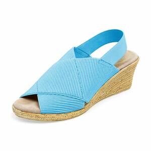 NEW CHARLESTON SHOE CO. women's elizabeth wedge heel sandal in blue